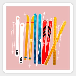 Colorful skis Magnet